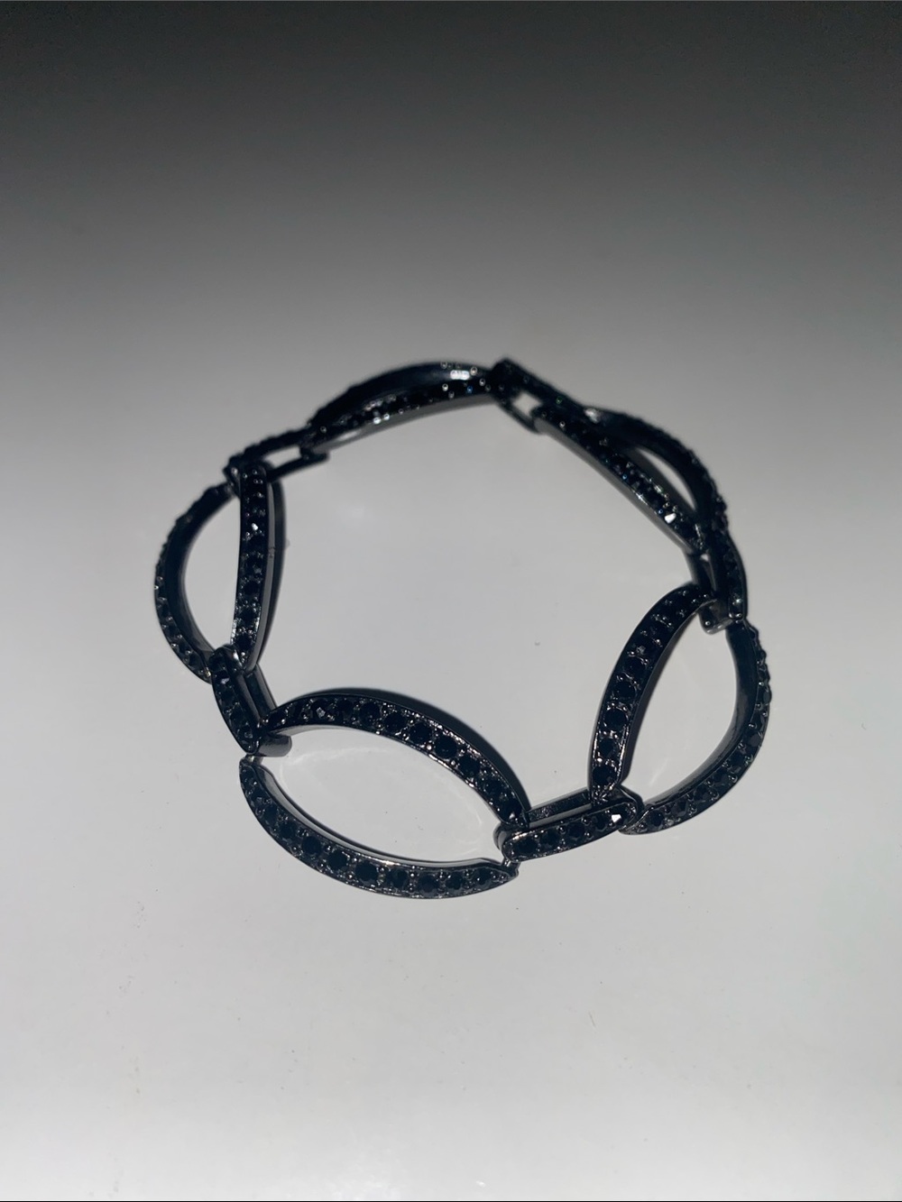 Monet Black Pave Gunmetal Hematite Link Bracelet Gothic 90s Vintage